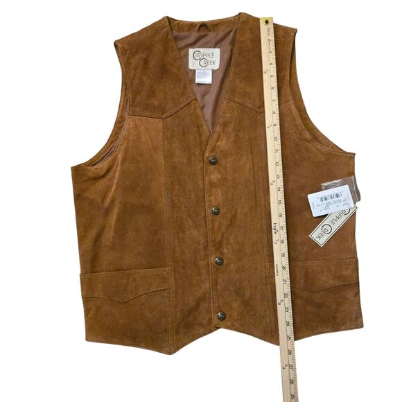 NWT Cripple Creek Leather Vest Mens L Brown Western Cowboy Suede Snap Buttons - Picture 8 of 9